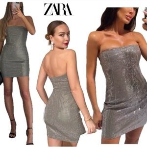 ZARA rhinestone strapless dress